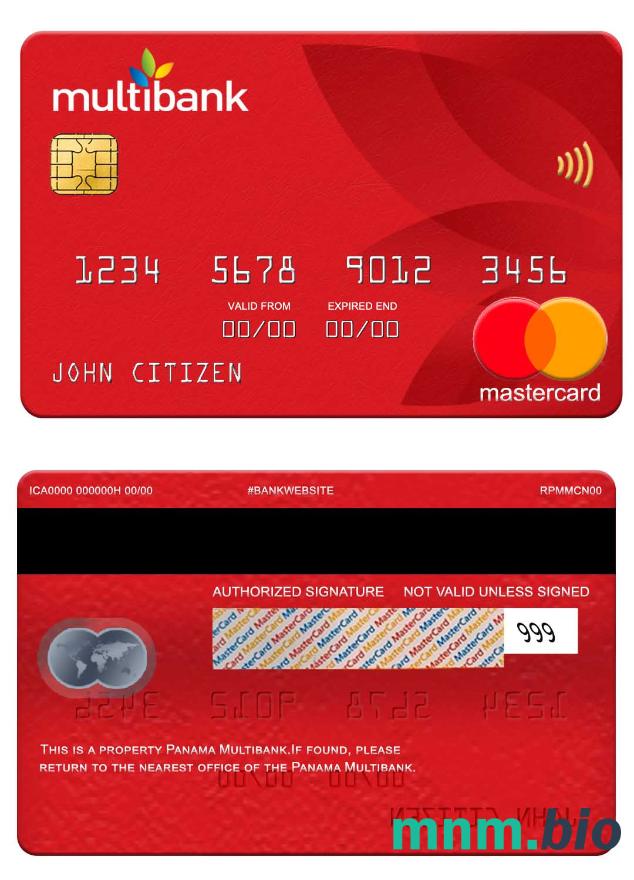 Panama Multibank przykład karty mastercard w formacie PSD